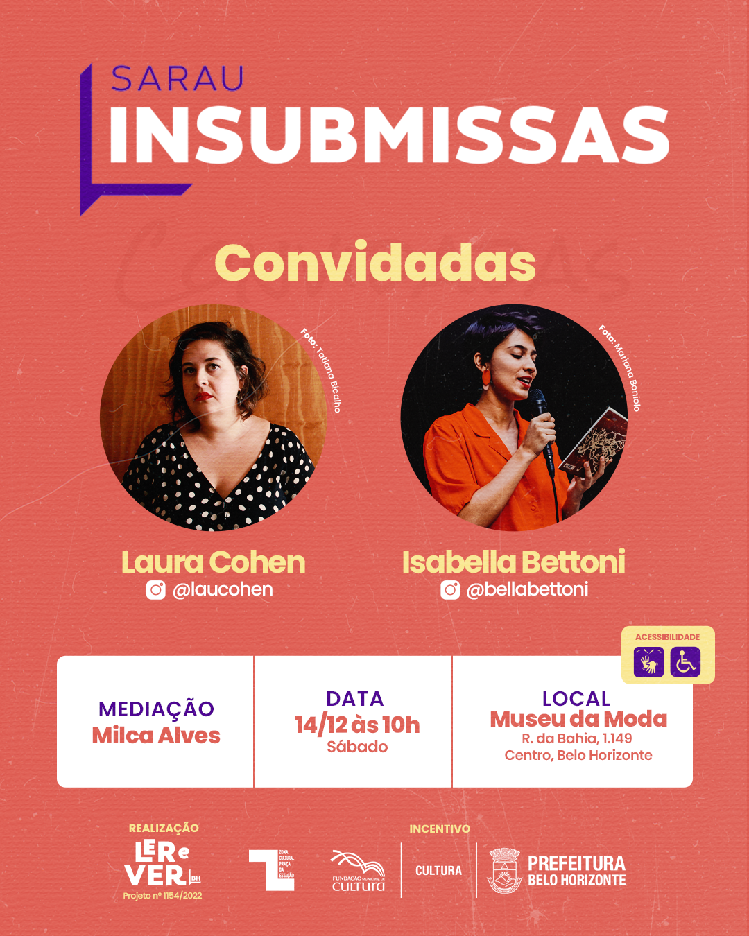 Terceiro encontro do Sarau Insubmissas encerra temporada 2024 neste sábado no MUMO